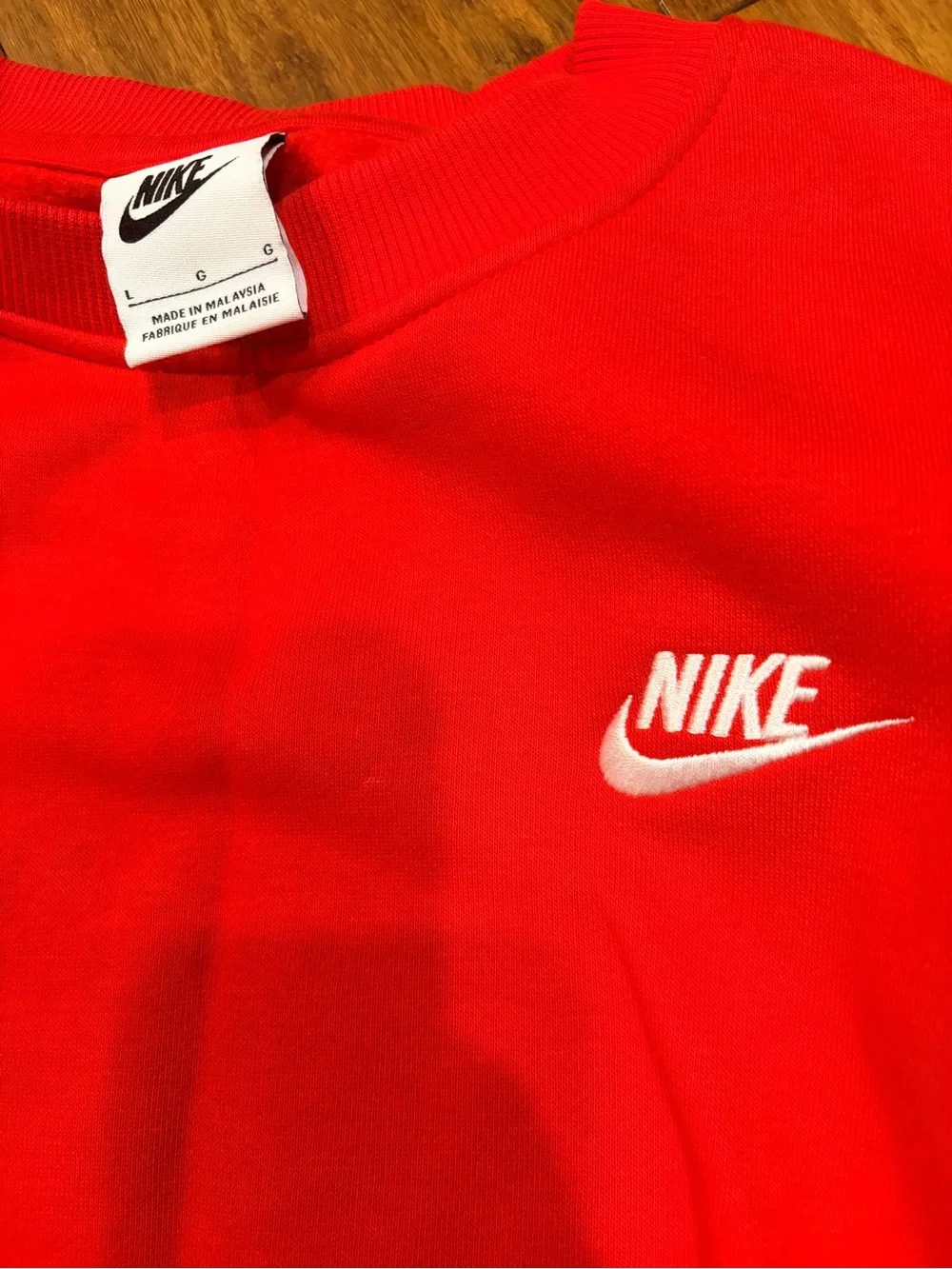 Nike Kids Red Crew Sweatshirt with Swoosh